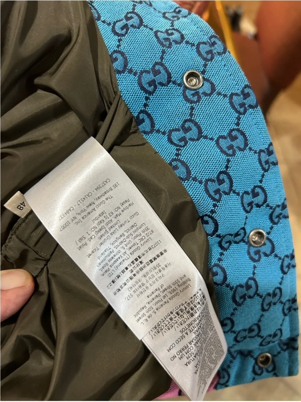 Men’s Gucci, multicolor yellow blue pink patchwork GG down size 48/small vest